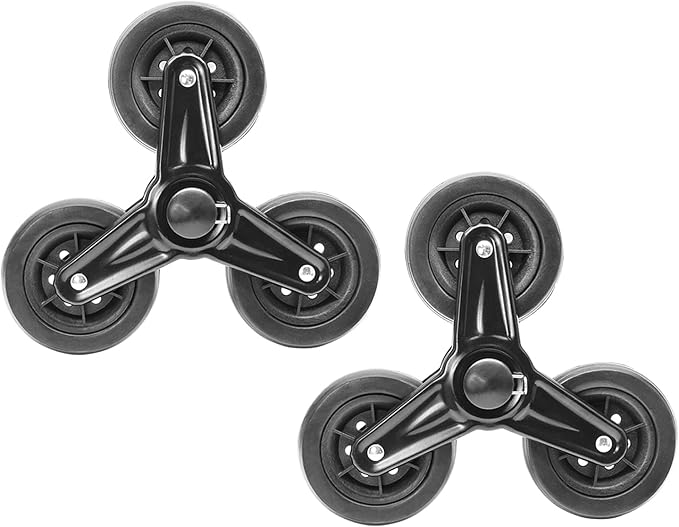 轮替换件,折叠杂货车的橡胶三轮,便携式楼梯爬梯实用车楼梯轮(黑色)