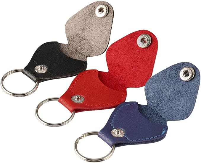 吉他拨片夹迷你尺寸 pu 皮吉他拨片包套 6 件混合厚度 彩色原声电吉他