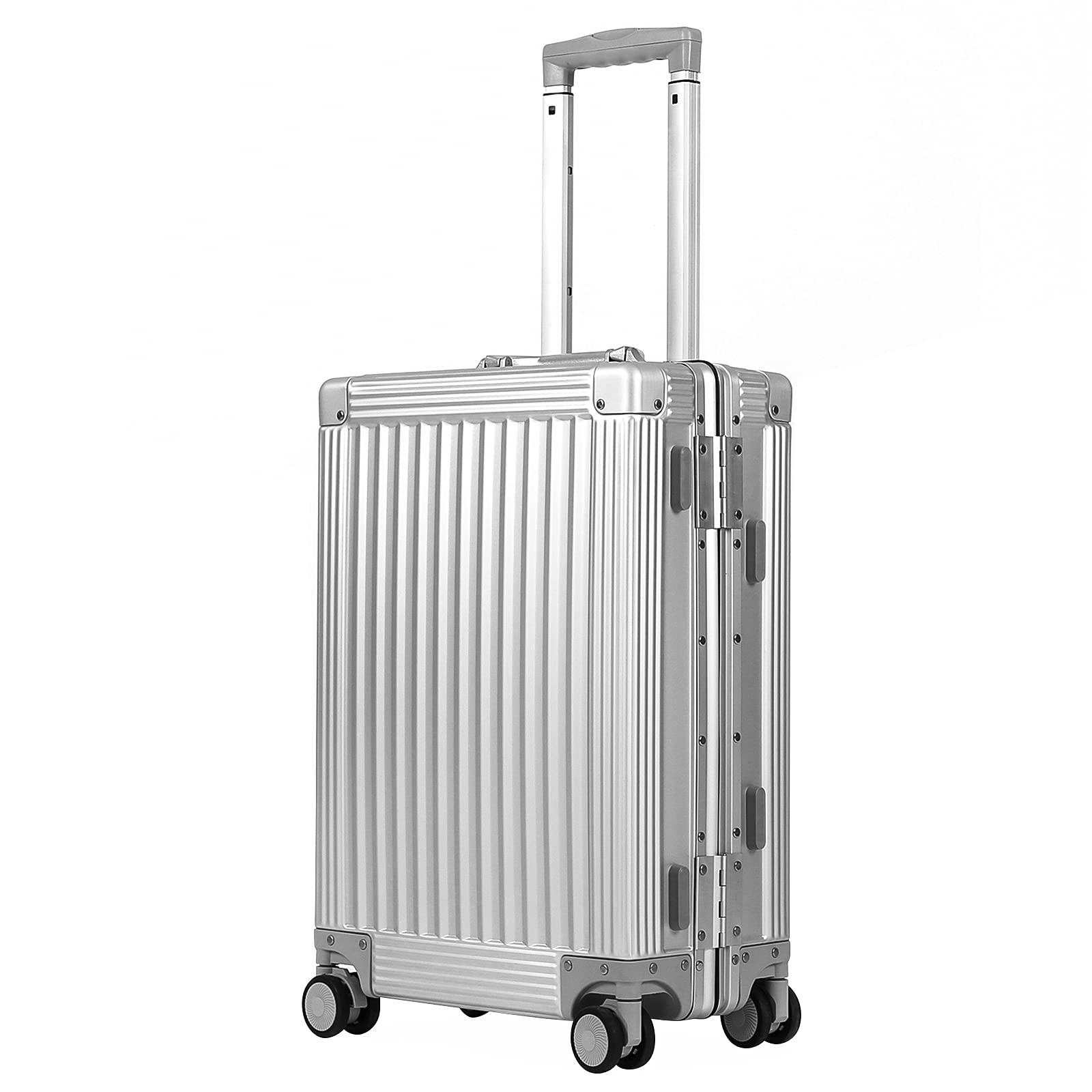 DOMINOX all-aluminum carry-on, Sliver, 6 In., vertical texture style