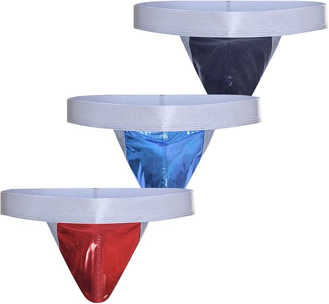 elsayx 男士低腰人造革 g 弦丁字裤短裤