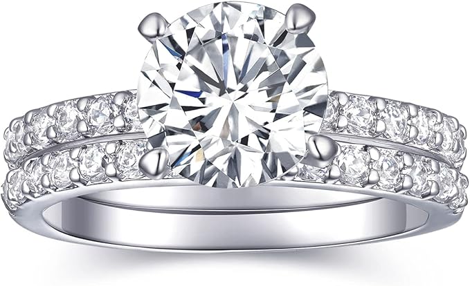 aoned 2ct 榄尖形切割方晶锆石女士假订婚戒指,婚戒套装适合她尺码 6