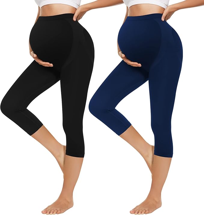 孕妇打底裤腹部不透视提臀柔软健身休闲女式七分裤孕妇瑜伽裤