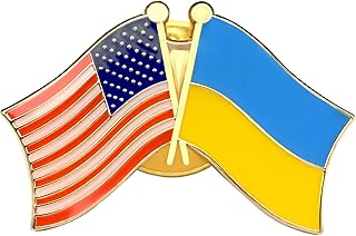 乌克兰美国国旗别针,美国乌克兰交叉双旗翻领别针,乌克兰美国友谊别针
