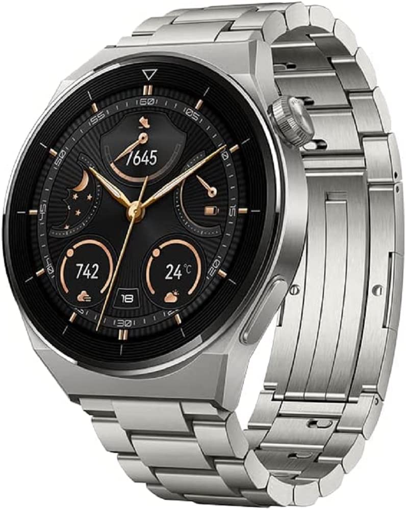 Huawei WATCH GT 3 Pro 46mm smartwatch, titanium case, sapphire crystal, diving mode, long battery life, wireless charging, heart rate and SpO2 monitoring, Bluetooth call, titanium strap