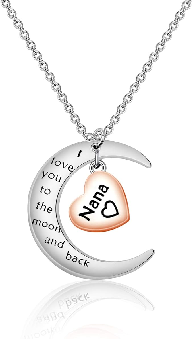 bauna 奶奶 nana 心形吊坠项链 i love you to the moon and back