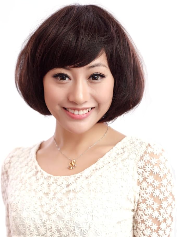 美元素假发 真人发系列 新款真发短发梨花头卷发 可爱女生发型 蓬松修