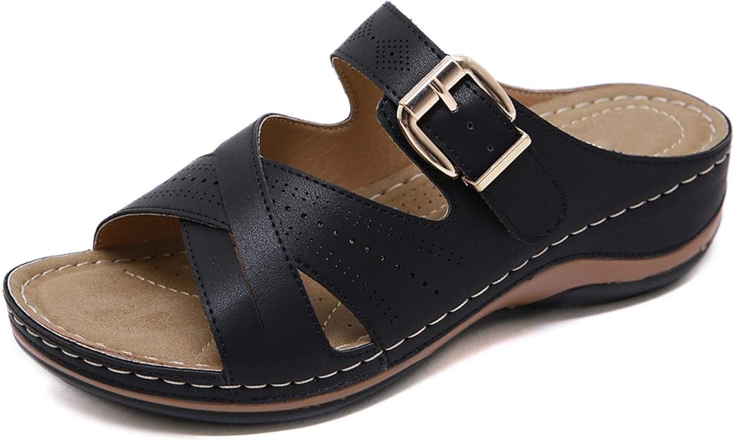 shibever 女士牛皮平底 fretwork 一脚蹬驾驶乐福鞋