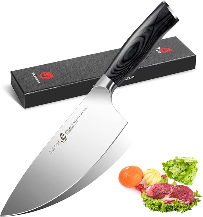 tuo cleaver knife 7 英寸厨房刀,德国hc钢符合人体工程学的 pakka