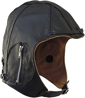 飞行员黑色皮革摩托车帽复古二战帽