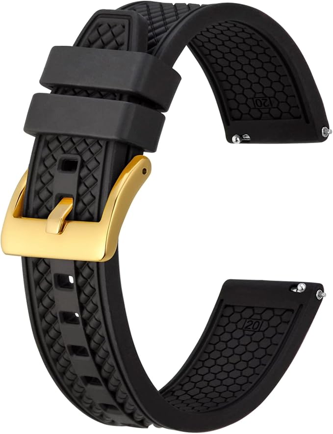 bisonstrap 男式表带,高性能氟橡胶表带,快速释放,18 毫米 20 毫米 22