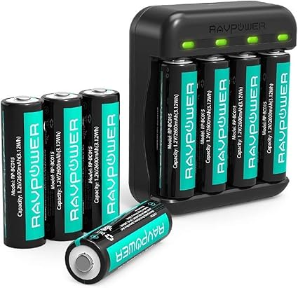 可充电aa电池ravpower 8件装2600mah 高容量ni Mh 电池组 带4 个充电插槽aa a 电池充电器 亚马逊中国 数码影音