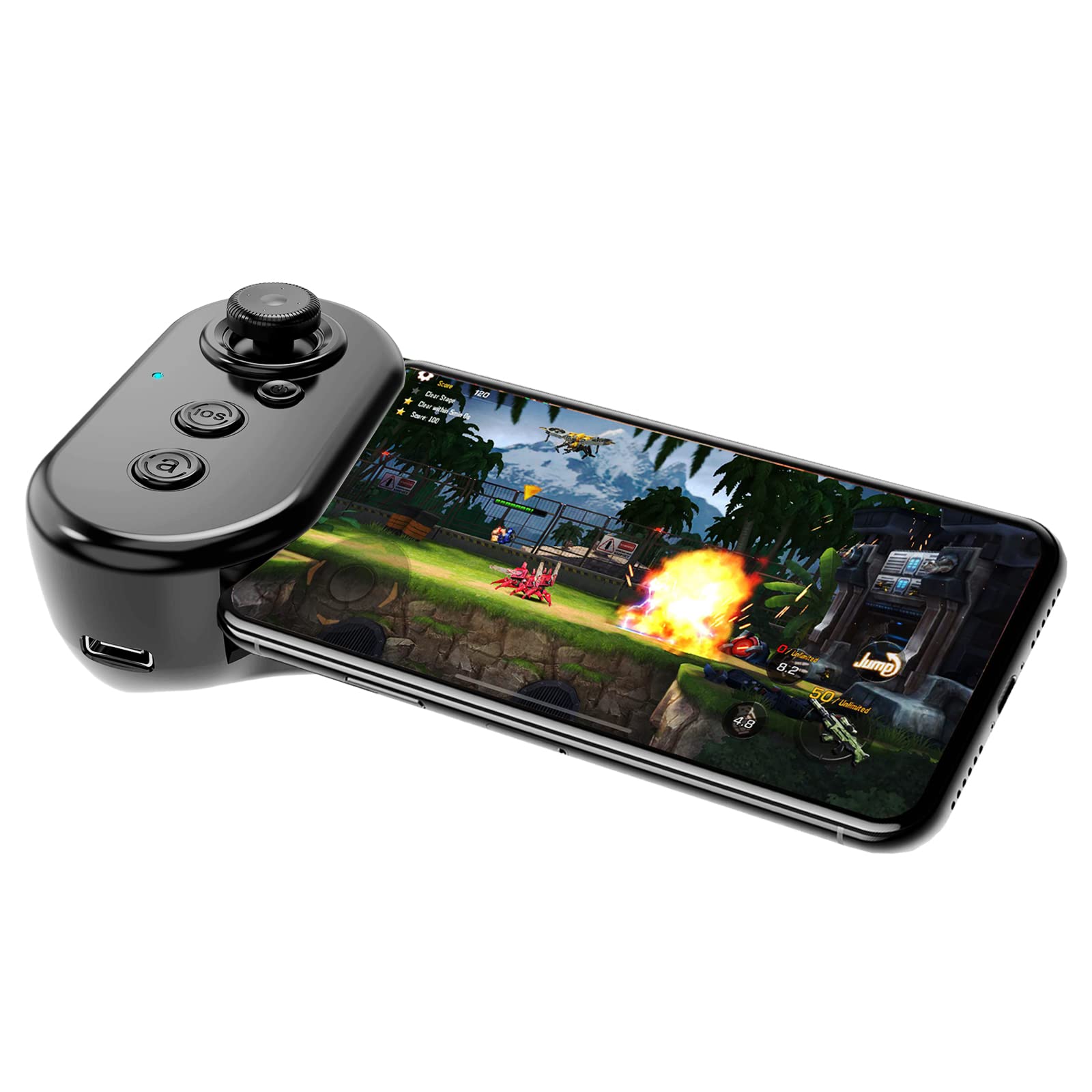 单手游戏控制器 Apple 无线游戏控制器 Android 无线游戏控制器 兼容 ShootingPlus V3 应用程序,适用于 iOS 安卓设备,可映射可充电游戏使命召唤等(Cellphone_Game_Joystick)