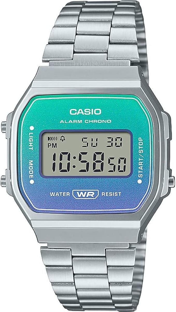 casio 卡西欧女士数字日本石英机芯手表,不锈钢表带 a168wer-2aef