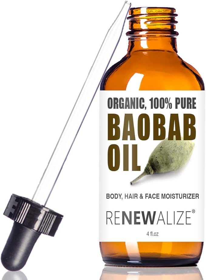 usda certified organic baobab oil - in 4 oz dark glass bottle