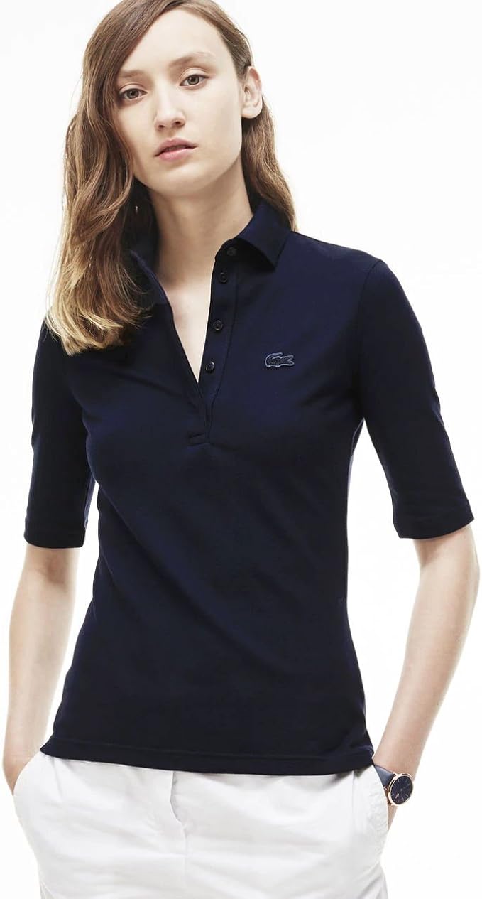 lacoste 法国鳄鱼 女士修身半袖polo-pf6969-海军蓝4(36)码 (亚马逊
