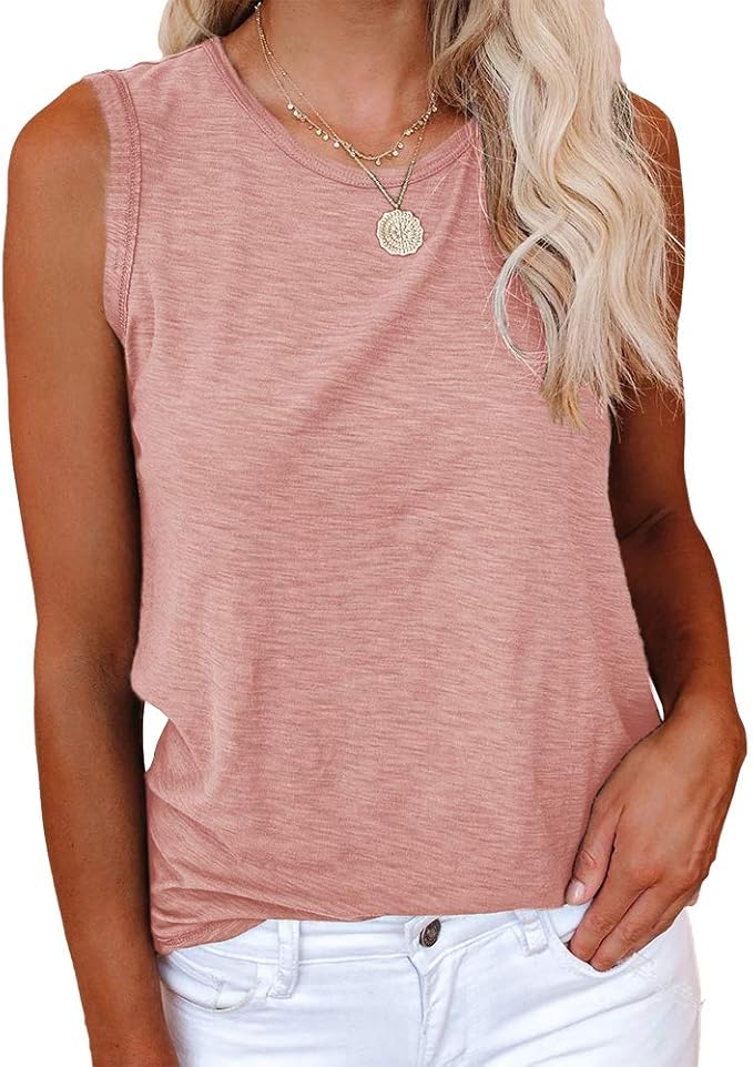 bwogeeya 女式夏季休闲背心圆领无袖赛车背心纯色棉质 t 恤