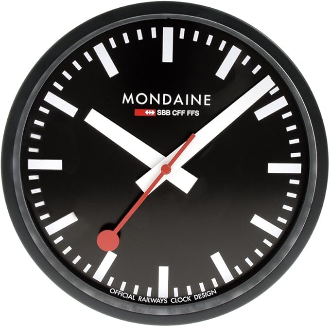 mondaine瑞士国铁表瑞士品牌25cm经典挂钟黑a990clock64sbb
