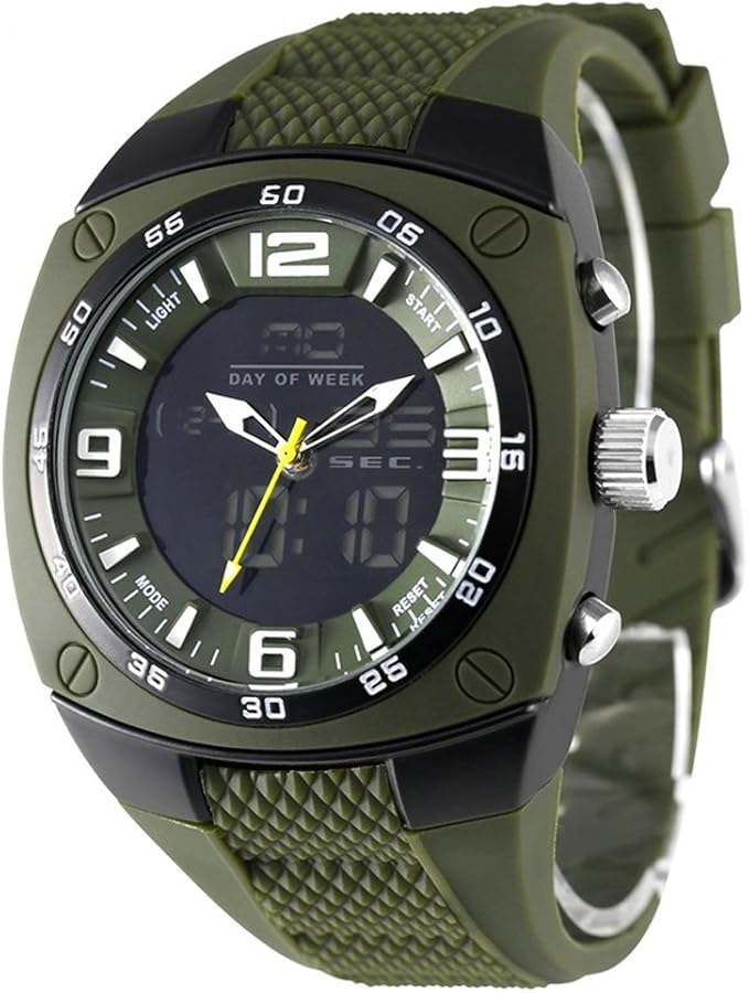 palada普拉达 男士腕表 带有数字模拟显示 双石英机芯 绿色带表