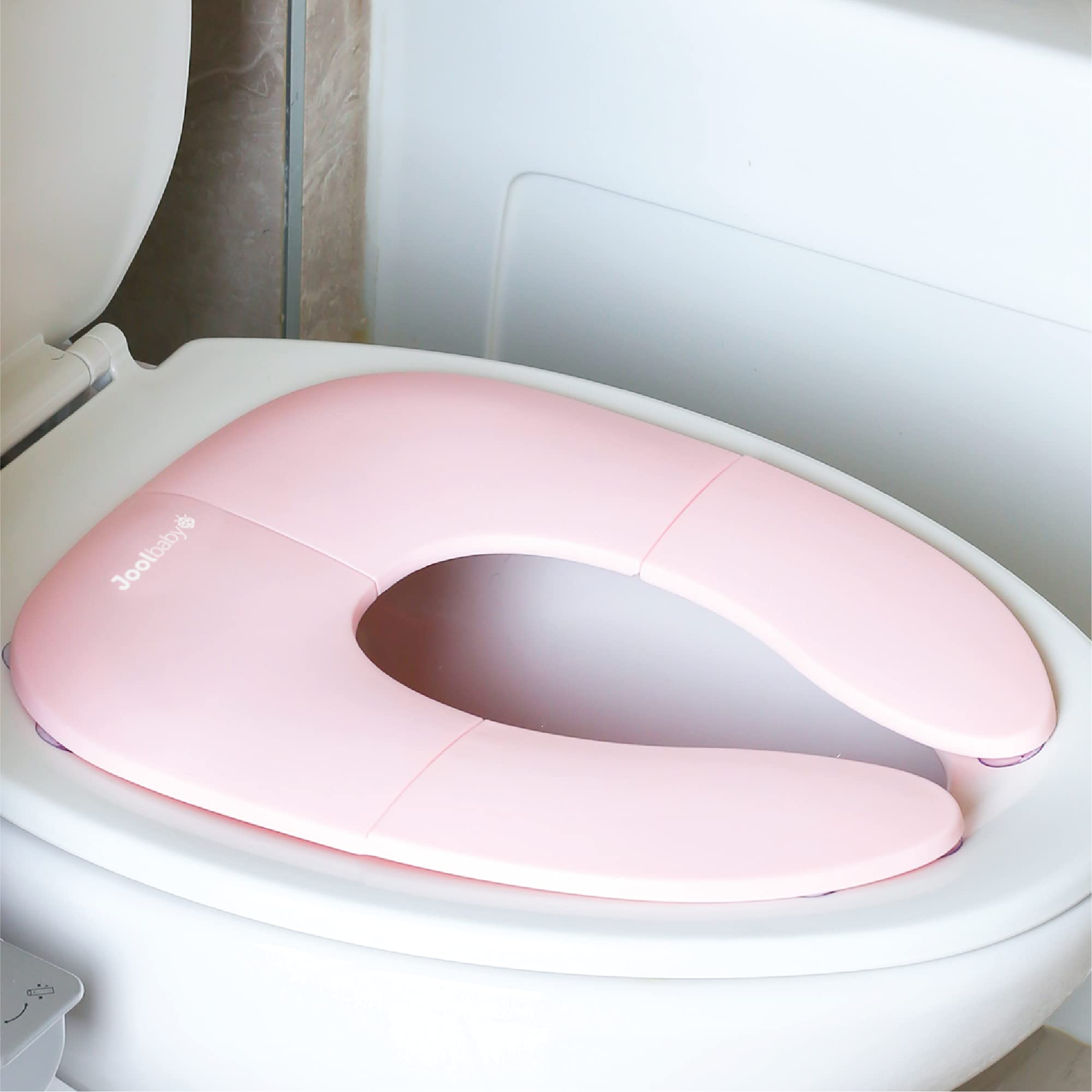 Jool Baby Products - Folding Travel Potty Seat for Girls, Fits Round & Oval Toilets, Non-Slip Suction Cups, Includes Free Travel Bag (Pink)