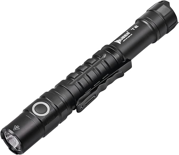 wuben t2 edc 手电筒,550 流明,袖珍手电筒,5 种模式双开关,aa led 手