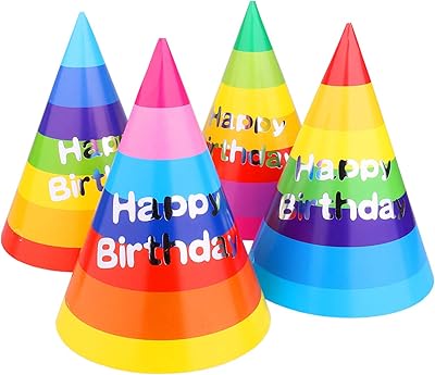 彩虹生日派对圆锥帽,12 ct