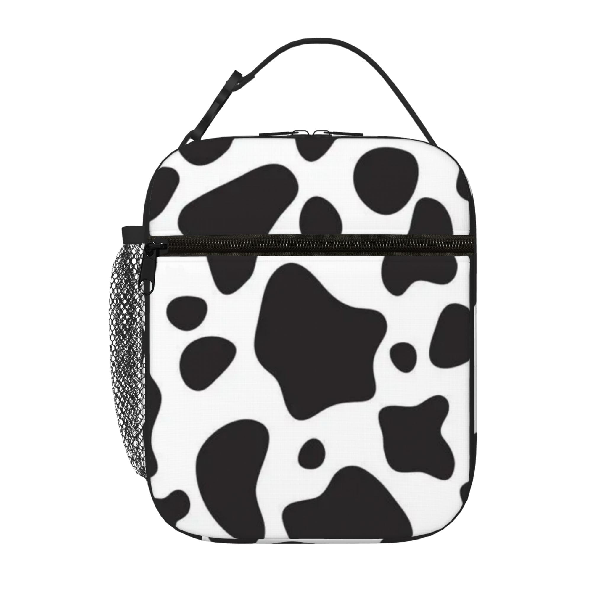 TinZroly reusable insulated lunch bag for men and women, large capacity portable lunch bag for work, picnic and refrigerated insulated travel (cow)