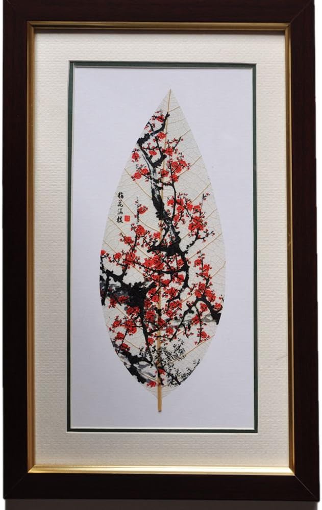 爱晚亭 黄葛兰叶脉画梅花满枝