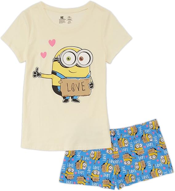 Despicable Me Minions 青少年短裤睡衣套装 青少年 成人 Love X Large Despicable Me 服饰箱包 亚马逊中国