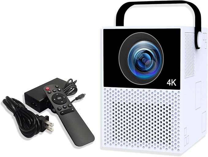 YingEnter 投影仪 4K 支持 WiFi 和蓝牙,1080P 迷你便携式投影仪兼容 HDMI USB 