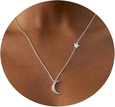 and star 吊坠项链金色月牙项链精致小星星魅力项链极简主义女士首饰