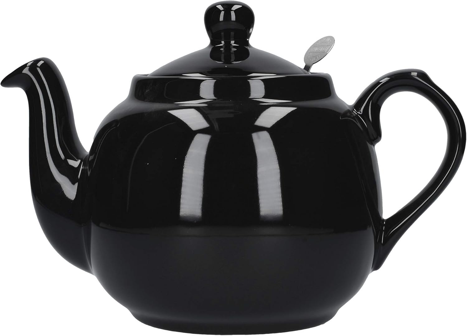 london pottery 茶壶,带茶筛,松叶,陶瓷,光泽,适用于4杯,1升,黑色