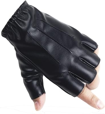 无指皮革手套女士男士 - 长款 keeper 自行车驾驶摩托车运动半指弹性