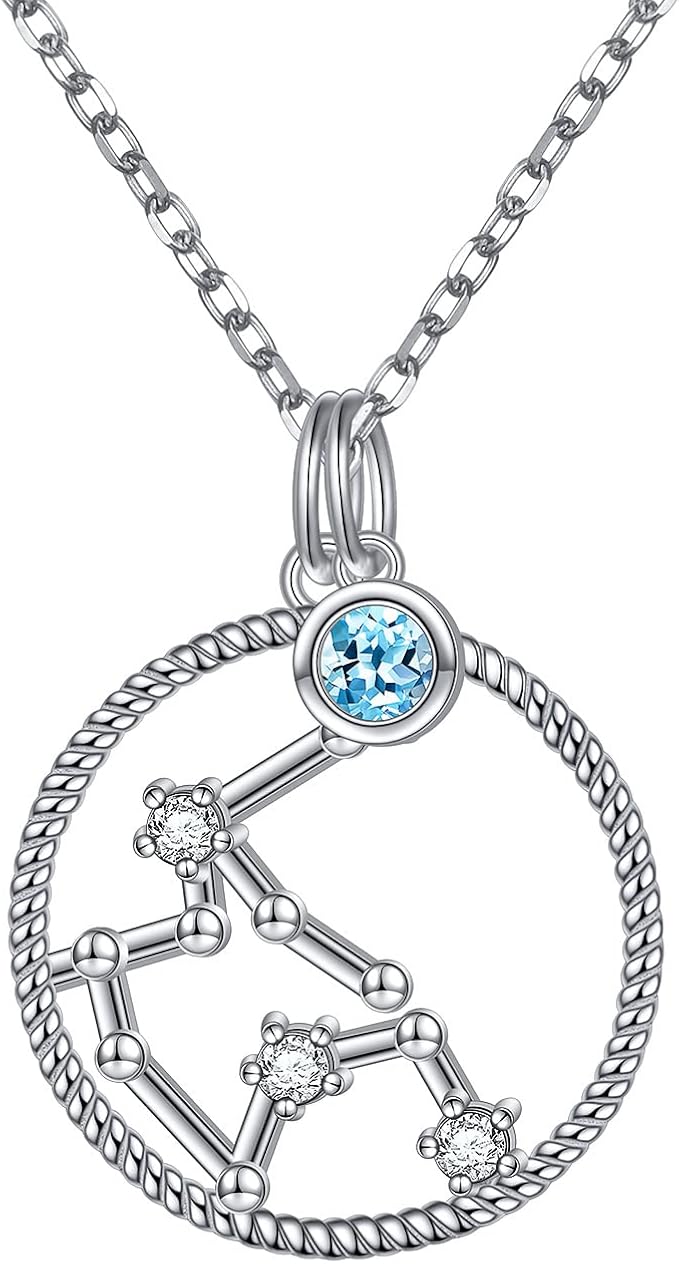 s925 纯银星座十二生肖吊坠项链占星术星座首饰女士生日礼物, 标准