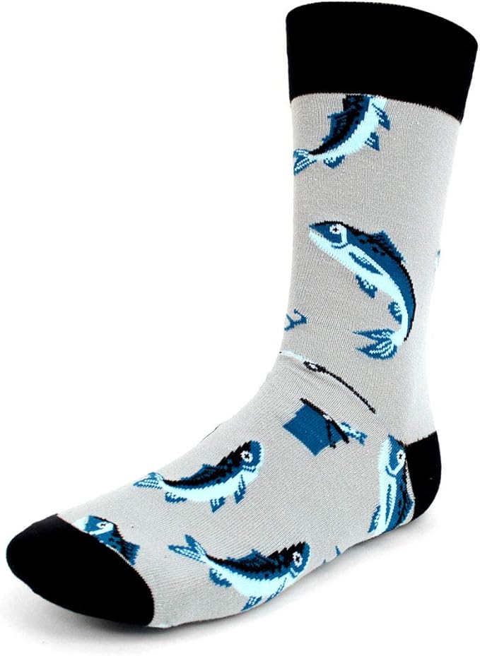 男式钓鱼袜,灰色,黑色和蓝色