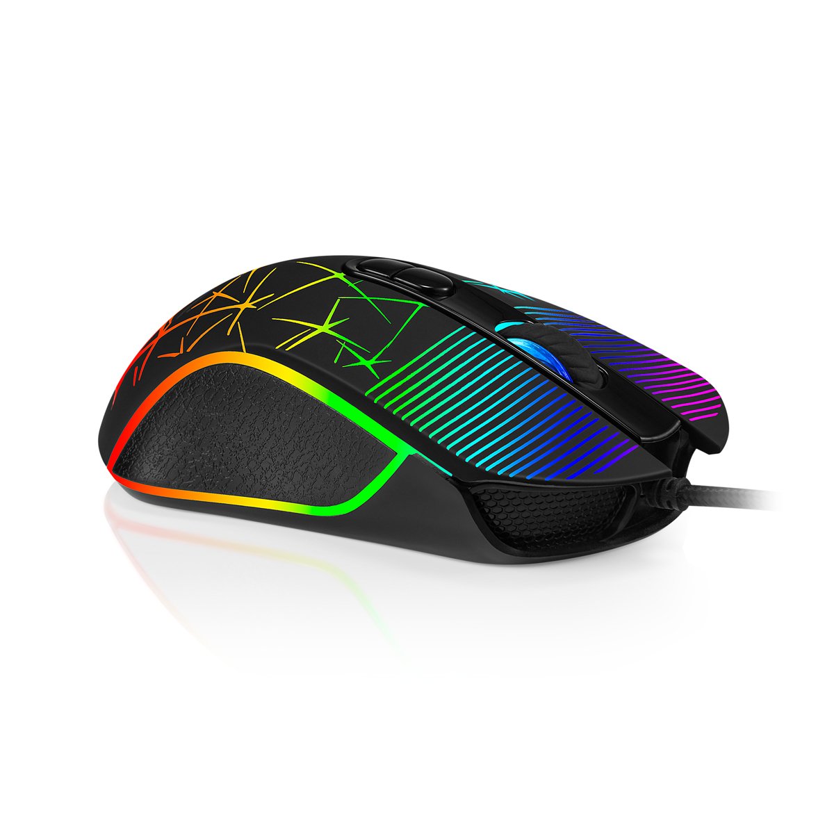 Accro Xtrem RGB Gaming Mouse Wired Computer Mouse Optical mouse with 4 adjustable levels for all hand sizes - two-hand universal and ergonomic handle for laptop gamers