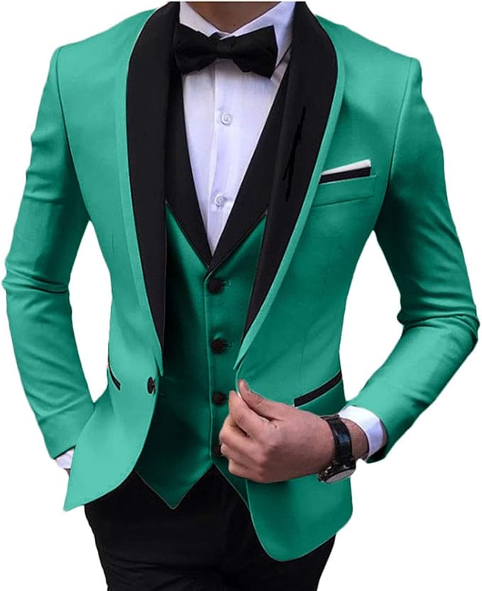 wemaliyzd 男式西装夹克修身披肩翻领单扣礼服西装外套,适用于婚礼