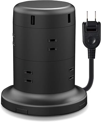 elecom 宜丽客 电源插座 塔型 延长线 8个插口 usb×5端口 防雷电