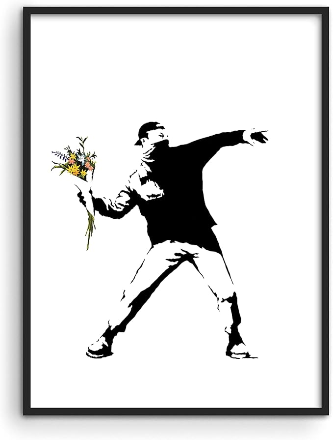 班克斯印花涂鸦艺术墙壁装饰班克斯墙海报现代流行艺术班克斯海报无框