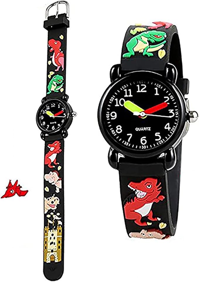 学步儿童儿童手表,3d 可爱卡通硅胶表带腕表 时间老师礼物手表 适合