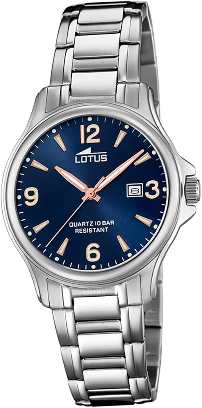 lotus 女士模拟石英手表不锈钢表带 18655/5