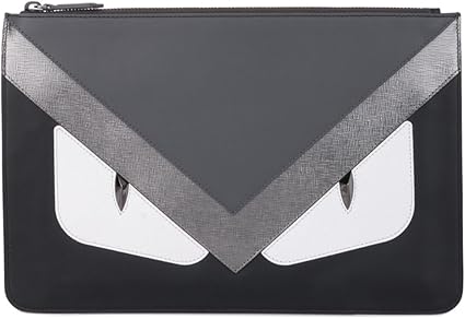 Fendi 芬迪男款黑色牛皮手拿包7n0078现货新款 黑白拼色 皮具箱包 亚马逊中国