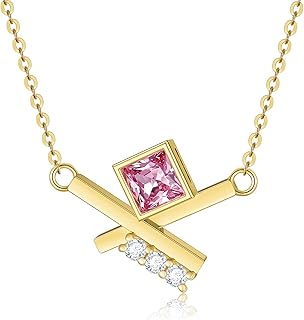 sisgem 14k 真金平衡十字架女士项链,莫桑石配粉色5a 立方氧化锆 x
