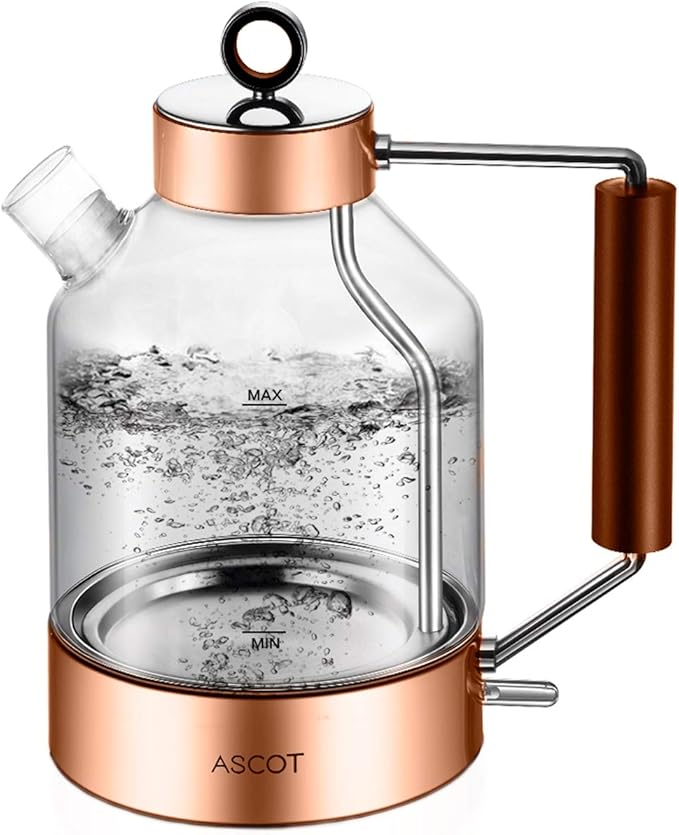 6 升,1500 w,不锈钢茶加热器和热水煮锅,硼硅酸盐玻璃,无bpa,无绳,带