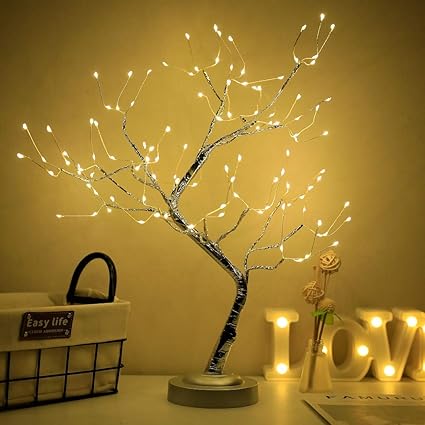 Liko Home 英寸 约50 8 厘米 Led 盆景桌面铜线树灯 Diy 人造树灯 8 种模式 电池 Usb 供装饰和礼品 暖白色 亚马逊中国 玩具