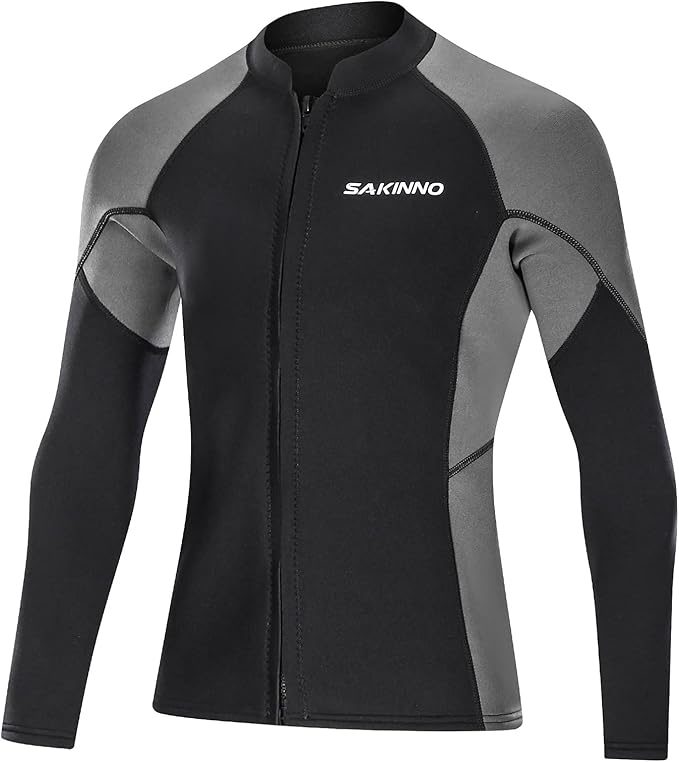 2 毫米氯丁橡胶潜水服夹克长袖前拉链潜水服适合游泳浮潜冲浪皮划艇