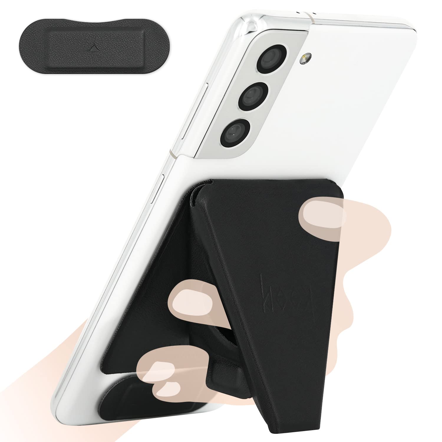 GripStand Beak + 3 个附件 - 旨在实现完美抓握。手机支架,双层环,磁性支架(Yatagarasu 黑色)