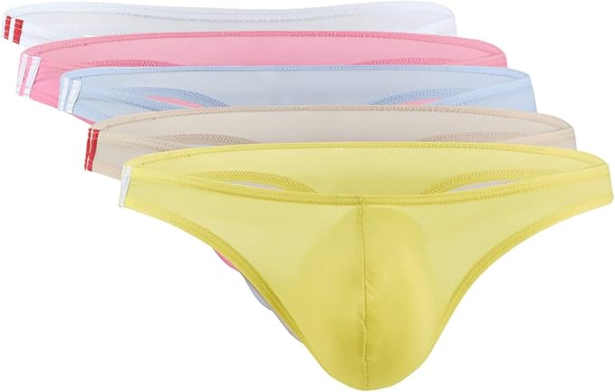 panegy 男士丁字裤薄冰丝内裤低腰比基尼内裤三角裤 3/4/5 件装