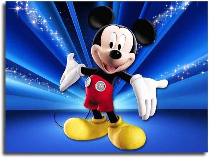 米老鼠海报卡通漫画带框帆布墙艺术客厅现代家庭卧室装饰 60.96 x 45.