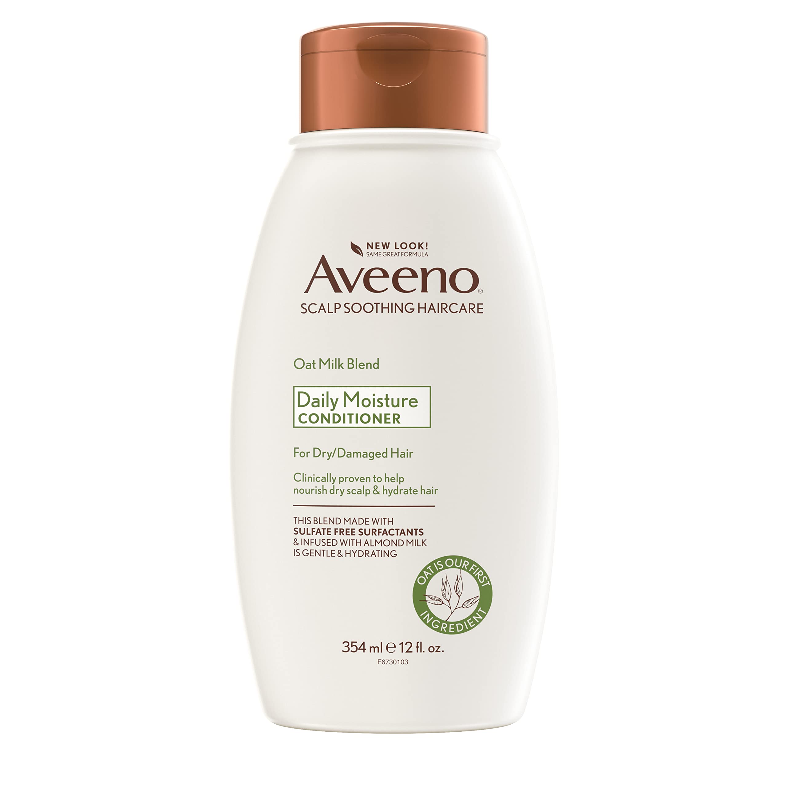 Aveeno Fresh Oat Milk Conditioner, Sulfate free, colloidal oat and almond milk, suitable for all hair types, soothing and moisturizing scalp, preservatives and dyes free, fluid ounces (54ml)