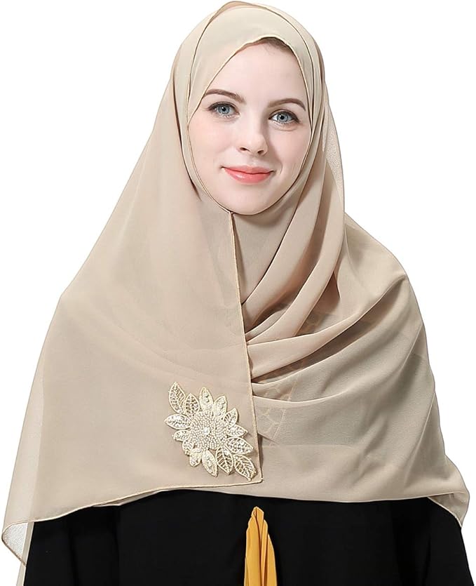 famkithijab适合穆斯林女性纯色泡泡雪纺围巾头巾hijab雪纺穆斯林头巾